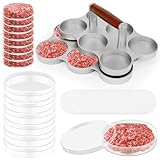 TESIN Mini Burgerpresse mit 6 Formen – Antihaft Patty Maker inkl. 200 Burgerpapier & 6...