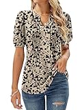 EFFAN Tunika Damen Sommer Bluse Elegant Longshirt Kurzarm Longbluse Falten Elegante Oberteile...