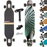 Mach1 Bambus Longboard mit Keramik Kugellager + T-Tool - Skateboard Drop Through Cruiser...