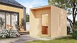 Chillroi Karibu 73 mm Saunahaus Lejana inkl. Saunaofen mit eingebauter Steuerung 9 kW naturbelassen...