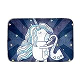 Niedlicher Einhorn Saxophon Musik Kunstfell Teppich für Wohnzimmer, Flauschiger Waschbarer Teppich...