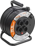 Meister Kabeltrommel H05VV-F3G1,5, IP20 - 50 m Kabel - Thermoschutz-Schalter - Indoor / Kabelrolle...