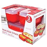 Sistema Microwave-Heat & Eat mikrowellenfeste Lunchbox Set | 3 rechteckige Mikrowellen-Brotdosen mit...