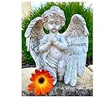 TRAUERWERK Grabschmuck Wetterfest | Engel Figur als perfekte Grabdekoration | Deko-Gedenkstein mit...