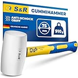 S&R Gummihammer weiß 75 mm, 910 Gr, mit rutschfestem stoßdämpfendem Fiberglasstiel, keine Spuren...