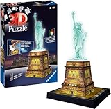 Ravensburger 3D Puzzle Freiheitsstatue bei Nacht 12596 - Das berühmte Bauwerk in New York als Night...