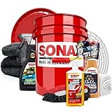 Autowäsche Set - SONAX: Autoshampoo Glanz Shampoo Konzentrat - GritGuard Wascheimer mit Deckel &...