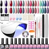 COSCELIA Nagellack Starterset mit 36W Nageltrockner, 20PCS Mehrfarbig Glänzend UV Gellack für...