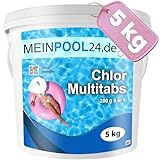 5 kg MEINPOOL24.DE Chlor Multitabs 5 in 1-200 g Tabs Multi Chlortabletten - mit 5 Phasenwirkung für...