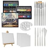 GC QUILL 48 Farben Acrylfarben Set 12 ml x 48 Tuben mit 6 Pinseln, Palettenmessern, leinwand zum...
