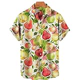 SNPP Herren Hawaii Hemd,Herrenhemden Mit 3D-Druck, Erfrischende Apfelmusterhemden, Einfache Modische...