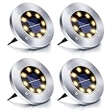Boadw Solar Bodenleuchten, 4 Stück LED Solar Gartenleuchte IP65 Solarleuchte Gartenleuchte...