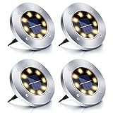 Boadw Solar Bodenleuchten, 4 Stück LED Solar Gartenleuchte IP65 Solarleuchte Gartenleuchte...