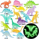 Leuchten Dinosaurier Spielzeug Set, 16 Stück Mini Dinosaurier Figuren Spielzeug, Dinosaurier...