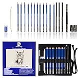 DEHUA ART Zeichenstifte und Skizzen-Set Professionelles 20-teiliges Zeichen mit tragbarer Tasche...