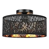 FRIDEKO HOME Moderne Deckenlampe Schwarz,Durchbrochener Rund Ø30cm Deckenleuchte E27,1 Flammige...