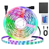 ZFAUOL LED Strip 5m, RGB LED Streifen mit Fernbedienung, 30 LEDs/Meter, Musik Sync TV...