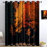 Lärmreduzierung Vorhänge H 245 x B 140 cm (2 Panels), Orange-Rot Vorhänge Natur Wald Wärme gegen...