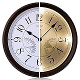 OCEST 35.6cm Leuchtende Gartenuhr Outdoor Uhren, groß wanduhr, wasserdicht, Thermometer &...