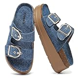 Otoepazm Plattform Sandalen Damen Mit Verstellbare Rieme Schnalle, Dicke Sohlen Pantoletten Mit Kork...