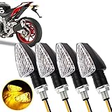Greluma 4 Stück Motorrad 15 LEDs Blinkeranzeigen Gelb Blinker 12V Mini Blinker Wasserdicht für...