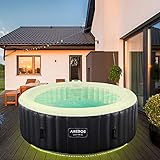 Arebos Whirlpool | automatisch aufblasbar | In & Outdoor | 6 Personen | ⌀ 208 cm | LED Leuchtband...