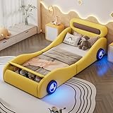 Huayz Autobett Kinderbett 90 x 200cm mit Lattenrost, Kinder Spielbett, Auto Einzelbett für kleine...