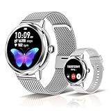 LES FLEURS Smartwatch Damen 1,19' Touchscreen Fitnessuhr mit Bluetooth Telefonfunktion, IP67...
