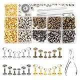 Deepton Ledernieten Set, 180 Sätze Leder Nieten mit Nietenzange und Lochzange, 12mm 8mm 6mm...