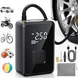 Oasser Elektrische Luftpumpe 150PSI Fahrradpumpe Akku Luftpumpe Tragbarer mit LED Licht für Auto...