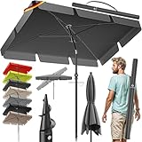 KESSER® Sonnenschirm Rechteckig | Gartenschirm Terrassenschirm Sonnenschutz 200x125cm für Balkon...