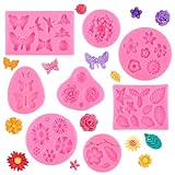 RISF 8 Stück Silikonform Blumen, 3D Silikonformen Blumen, Mini Silikonform Fondant, Silikonformen...