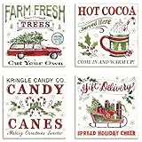 ARTLAND Weihnachtsbilder Leinwand Set 4tlg. je 30x30 cm Advent Weihnachtsdeko Weihnachtszeit U5JK