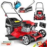 MASKO® Benzin Rasenmäher 5in1 | 51 cm Schnittbreite | 8- fache Schnitthöhenverstellung | 4 Takt...