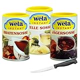 WELA Instant-Soßen Probierpaket Bratensoße, Helle Soße und Jägersoße inkl mamiherz...