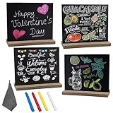 LAINIKE 4 Stück Kleine Tafeln zum Beschriften, mit 4 Stifte und Putztuch Mini Kreidetafel, Buffet...