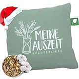 Herbalind Kräuterkissen Meine Auszeit Lindgrün 20x20 cm - Erkältungskissen mit Füllung ohne...