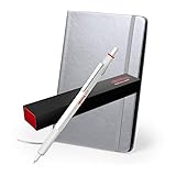 rOtring 600 Metallic Kugelschreiber + Notizbuch | Mittlere Spitze | Perlweißer Schaft mit...