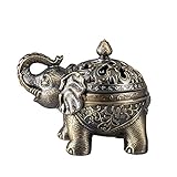 Feyarl Vintage Elefant Räuchergefäß Metall Weihrauchbrenner Räucherstäbchenhalter mit Deckel...