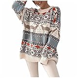Rentier Weihnachtsoutfit Damen Weihnachts Sweatshirt Ugly Christmas Sweater Weihnachtspullover...