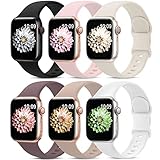 AMSKY 6 Stück Silikon Sport Armbänder Kompatibel mit Apple Watch Armband 44mm 40mm 46mm 42mm 41mm...