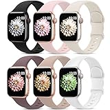 AMSKY 6 Stück Silikon Sport Armbänder Kompatibel mit Apple Watch Armband 44mm 40mm 42mm 41mm 45mm...