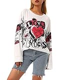 Valentinstag Frauen Casual Sweatshirt Herz Buchstaben Druck Langarm Rundhals Lose Herbst Pullover...