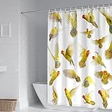 Aotiwe Badezimmer Deko Zum Aufhängen, Duschvorhang Waschbar Gelb Vögel Polyester 90X180cm
