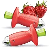 com-four® 2x Erdbeer-Strunkentferner für weiches Obst und Gemüse, Einfaches Entfernen von...