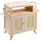 howa Puppenwickeltisch Puppenschrank aus Holz miniflowers Puppenmöbel mit Puppensitz, Auflage, 2...