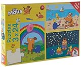 Schmidt Spiele 56212 Die Maus, Gute Freunde, 3x24 Teile Kinderpuzzle, Blau