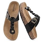 zaxunai Lässig Flach Zehentrenner Damen, Kork Fußbett Sommer Schlappen Unisex, Herren Flip flop...