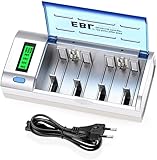 EBL Akku Ladegerät LCD Batterie Ladegerät für AA/AAA/C/D/9V NI-MH NI-CD wiederaufladbare...