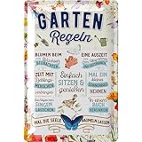 LANOLU Retro Blechschild Gartenregeln Schild - Blechschilder Garten mit Sprüchen - nostalgische...